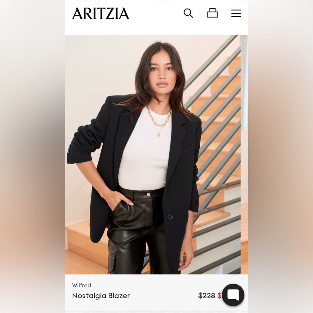 Aritzia Wilfred nostalgia blazer color black size Small